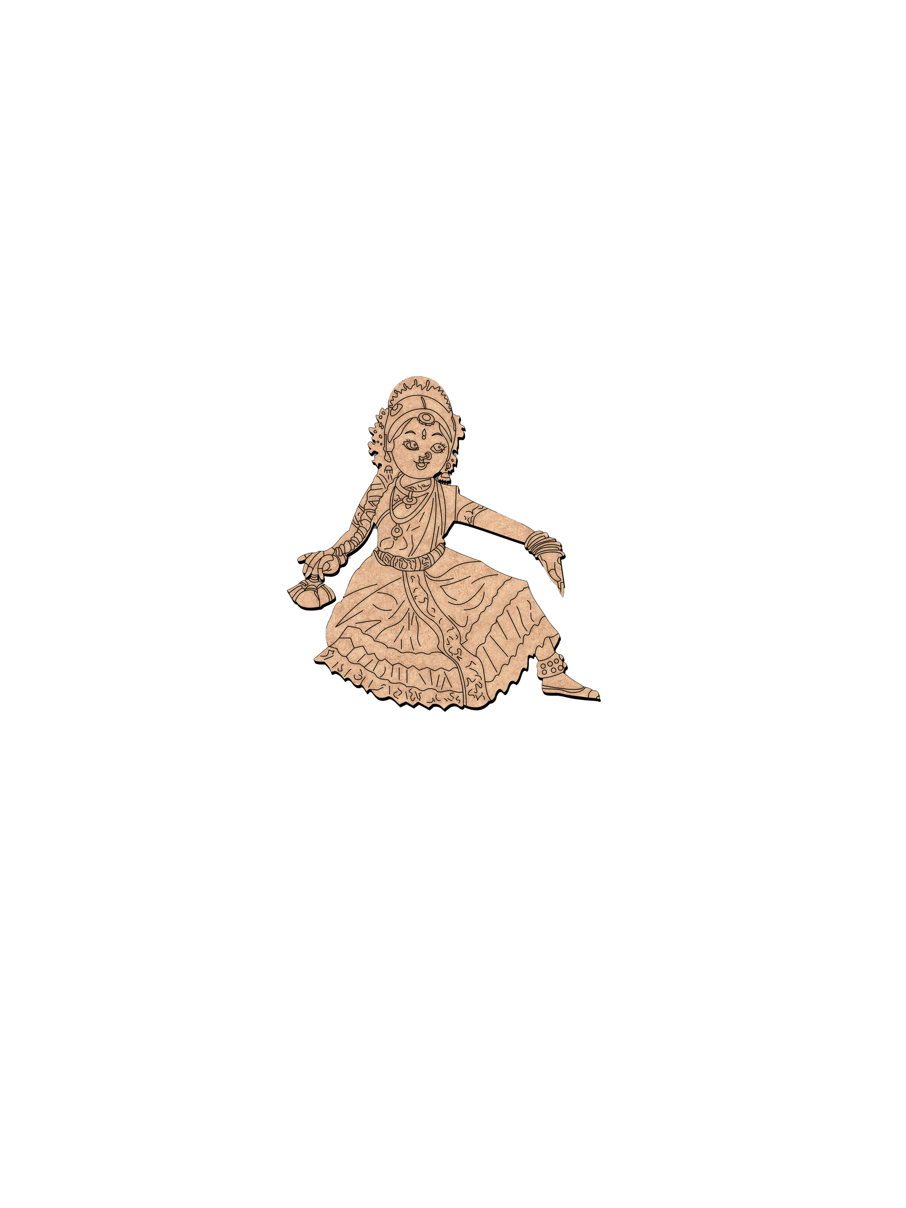 Laser cut DIY MDF Bharatnatyam dancer cutout for painting and decor