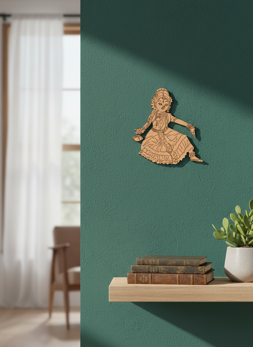 Laser cut DIY MDF Bharatnatyam dancer cutout for painting and decor hanging on wall
