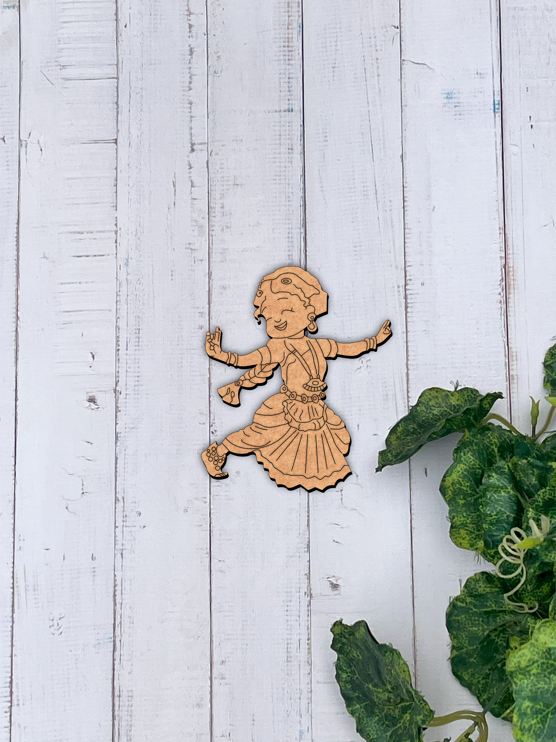 Laser cut DIY MDF cute dancer cutout for painting and craft decor hanging on wooden wall