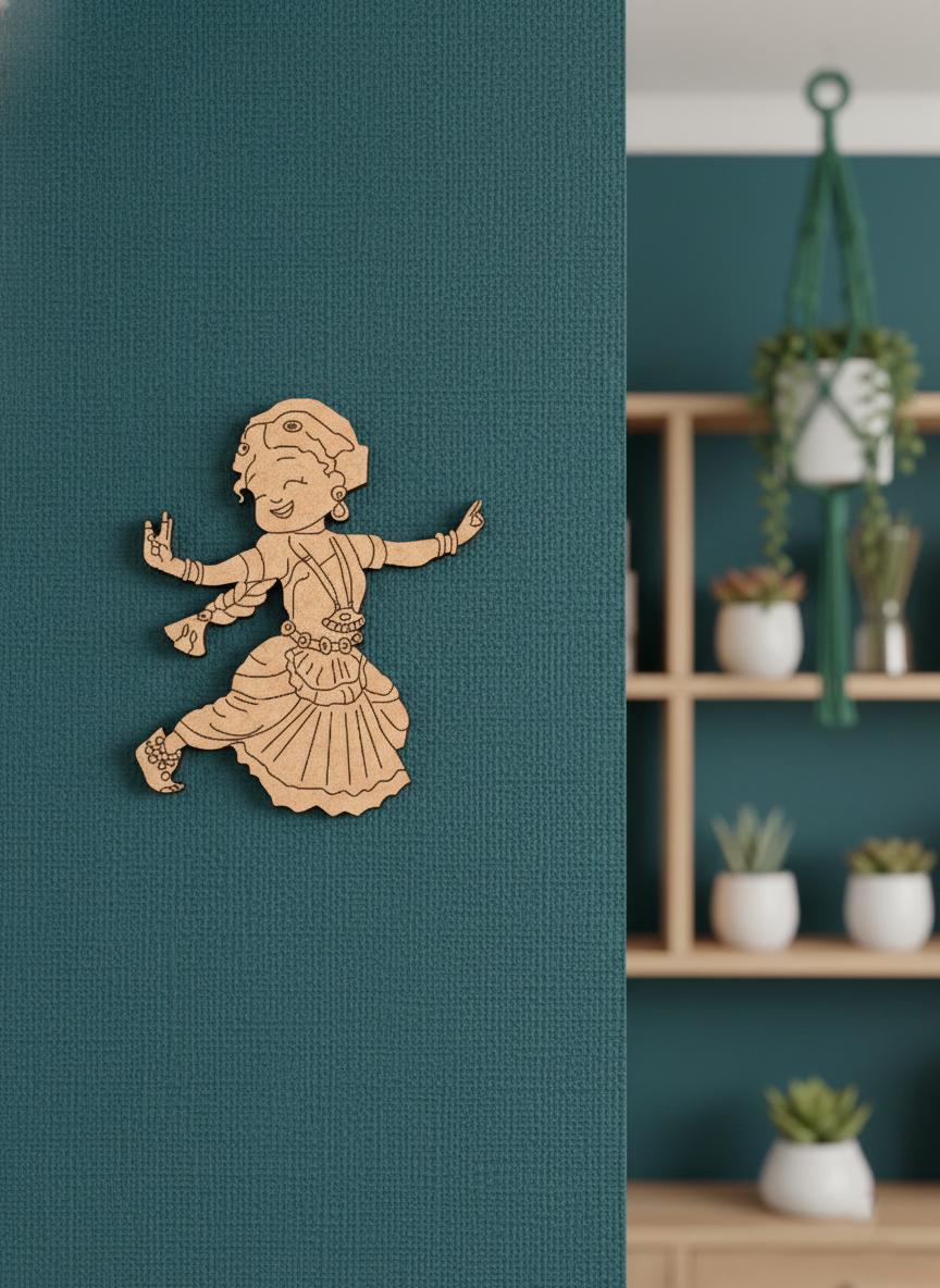 Laser cut DIY MDF cute dancer cutout for painting and craft decor hanging on wall 