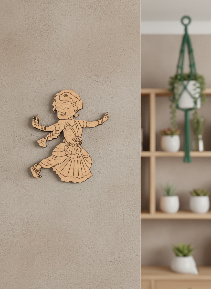 Laser cut DIY MDF cute dancer cutout for painting and craft decor hanging on wall