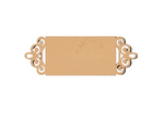 Rectangular MDF house nameplate blank with ornate scroll side borders on white background