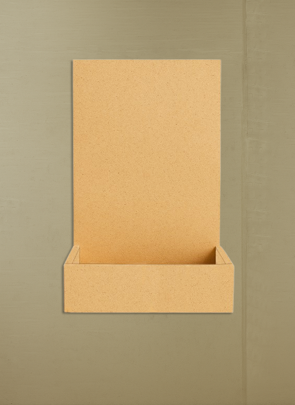 Brown DIY MDF nameplate with box space on a beige background