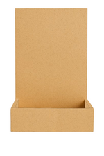 Brown DIY MDF nameplate with box space on a white background