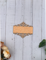 Decorative MDF house nameplate with laser-cut border and smooth unpainted center for DIY painting and personalized lettering hanging on wall