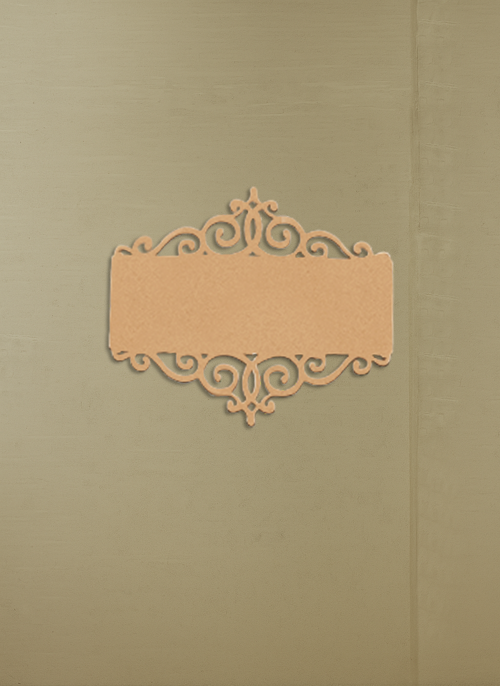 Decorative MDF house nameplate with laser-cut border and smooth unpainted center for DIY painting and personalized lettering 