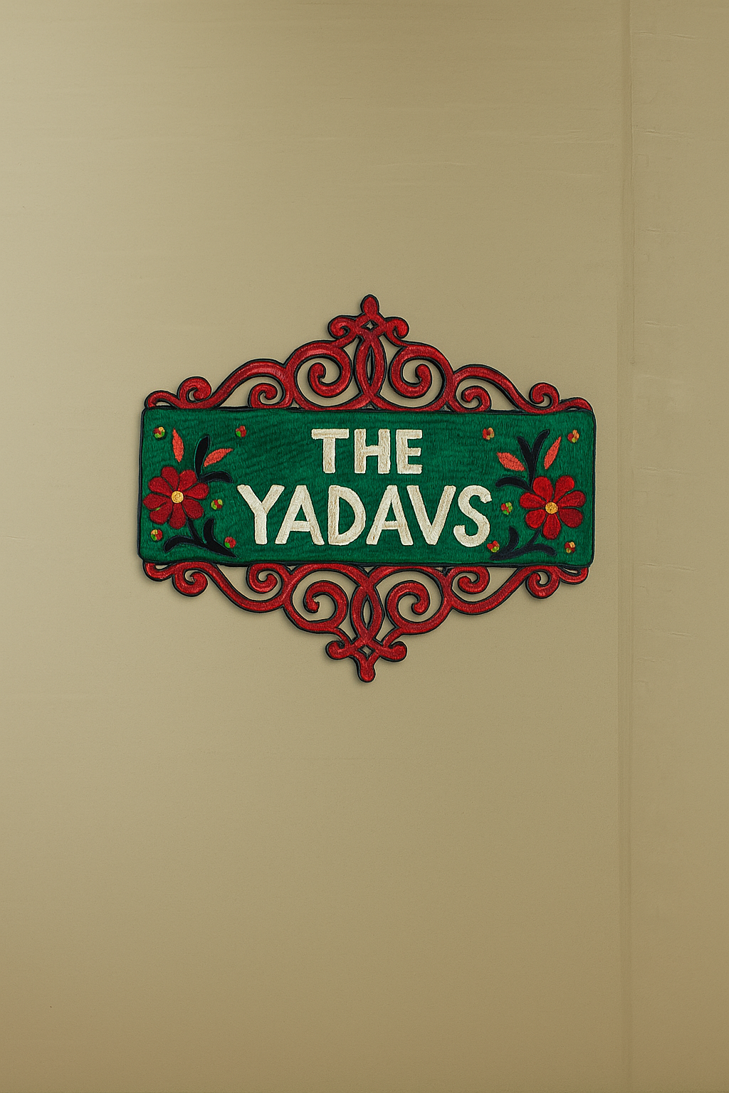 Decorative MDF house nameplate with laser-cut border and smooth 