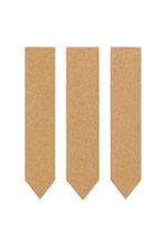 Set of three unpainted MDF arrow-strip house nameplate base cutouts on a white background.
