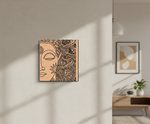 Abstract MDF DIY wall art on a neutral wall with a modern interior setting