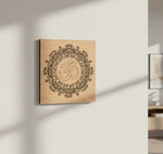 Decorative MDF DIY wall art with Om symbol and mandala design on a beige background