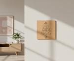 MDF DIY  wall art with floral design in a minimalistic room