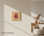 Decorative MDF DIY  wall art with a symbol on a wooden panel in a room with a chair and decor.