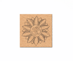 MDF DIY wall art with a floral design and Om symbol on a white background