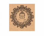 MDF DIY wall art with a black mandala design featuring a Buddha face on a white background
