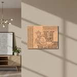 MDF DIY  wall art piece on a beige wall with a modern interior setting.