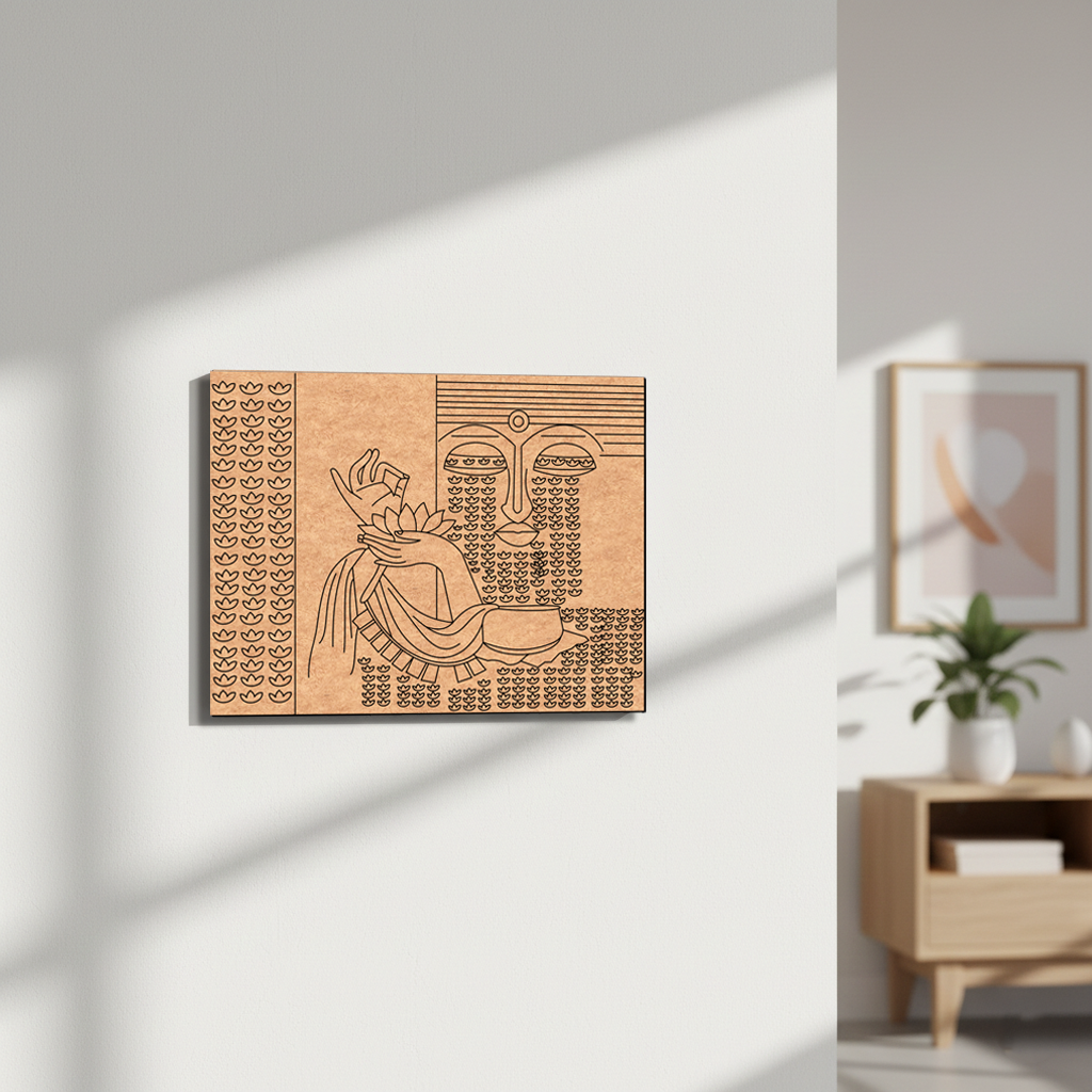 MDF DIY wall art with abstract design in a modern interior setting
