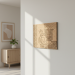 MDF DIY wall art with abstract design in a minimalistic room