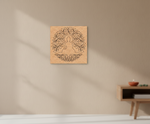 MDF DIY  wall art with a Buddha design on a beige wall