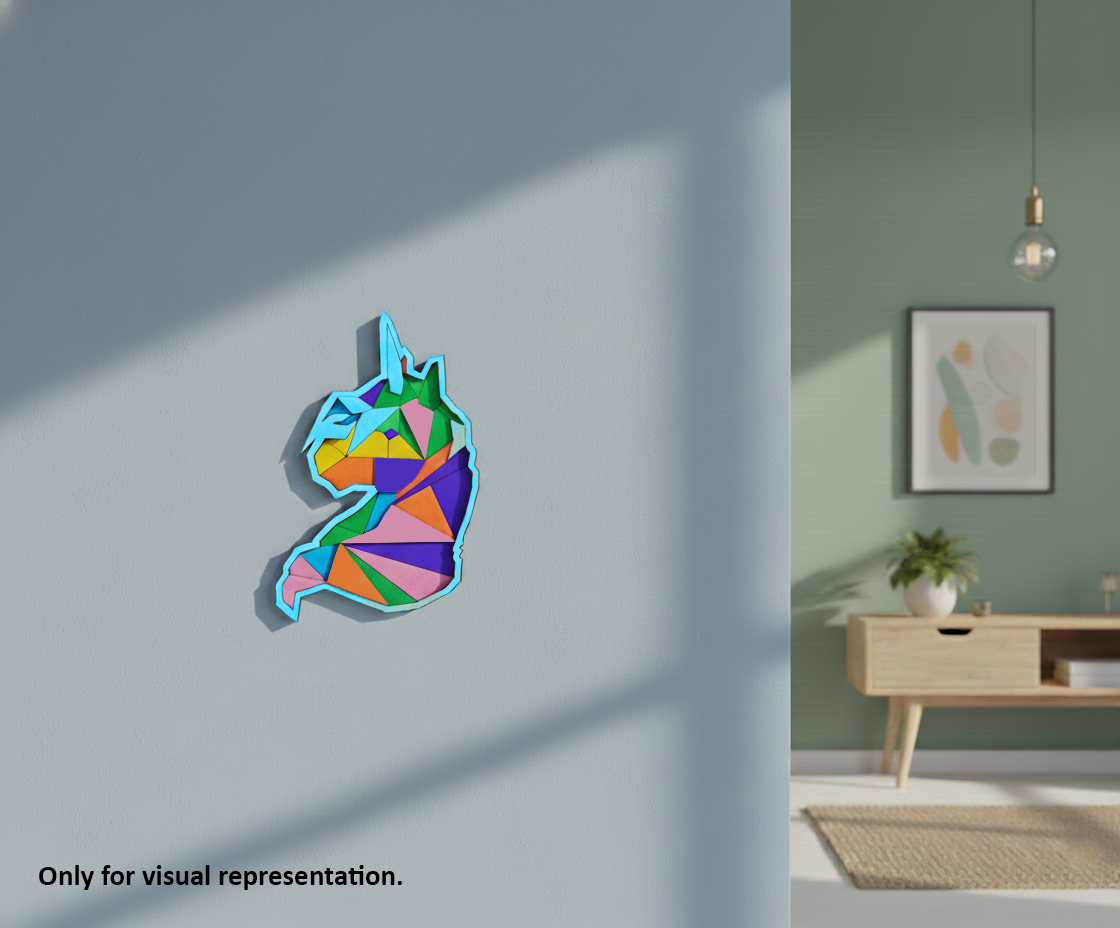 Painted DIY MDF geometric unicorn puzzle with detachable pieces for painting and craft activity wall-munted
