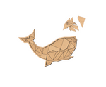 Unpainted DIY MDF geometric whale puzzle with detachable pieces for painting and craft activity