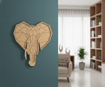 Unpainted DIY MDF geometric elephant puzzle wall-mounted with detachable pieces for painting and craft activity 