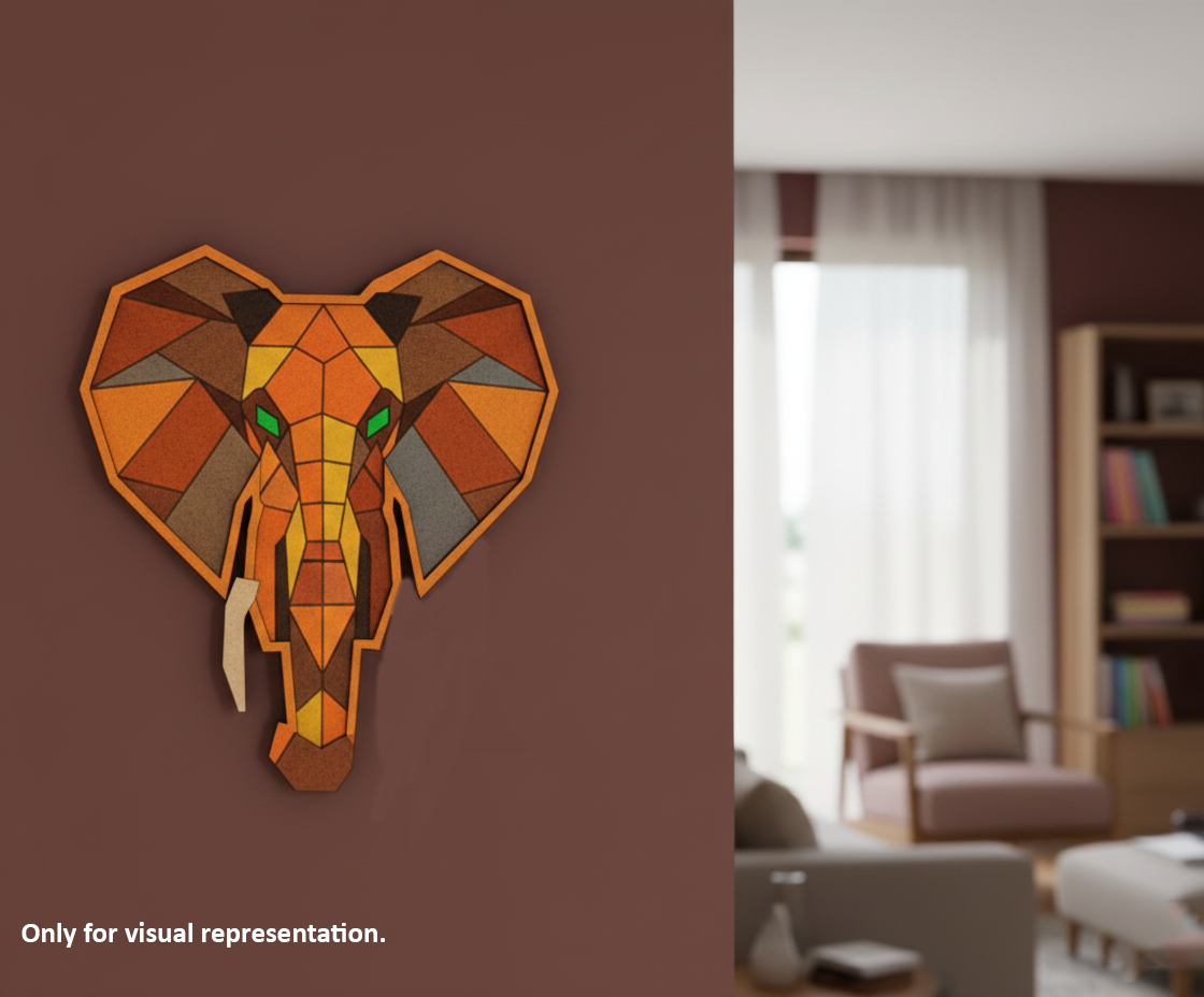 Painted DIY MDF geometric elephant puzzle wall-mounted with detachable pieces for painting and craft activity 