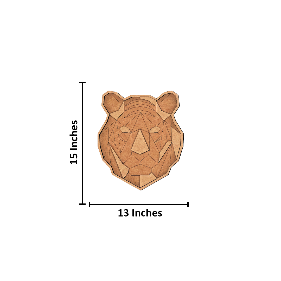 Unpainted DIY MDF tiger face geometric puzzle with detachable pieces for painting and craft activity with size
