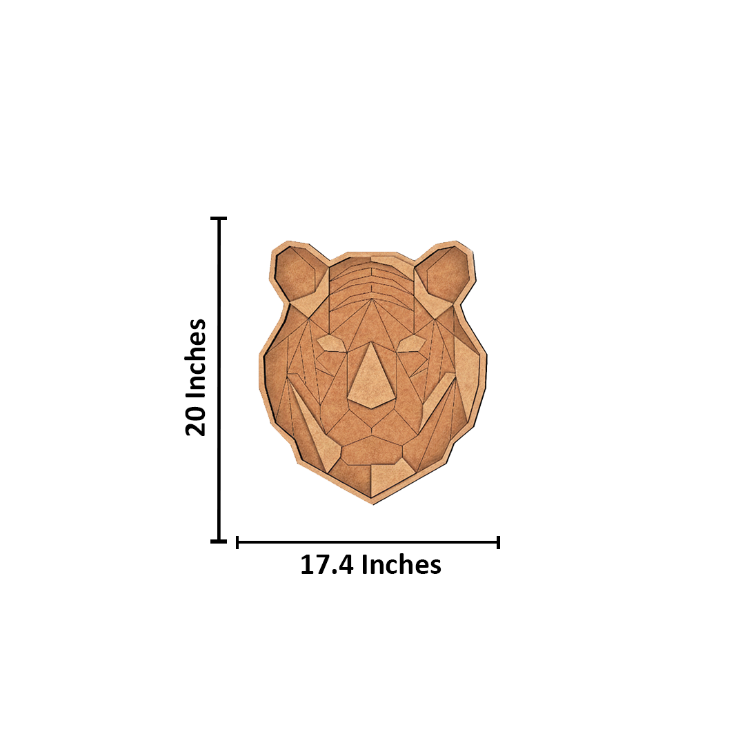 Unpainted DIY MDF tiger face geometric puzzle with detachable pieces for painting and craft activity with size