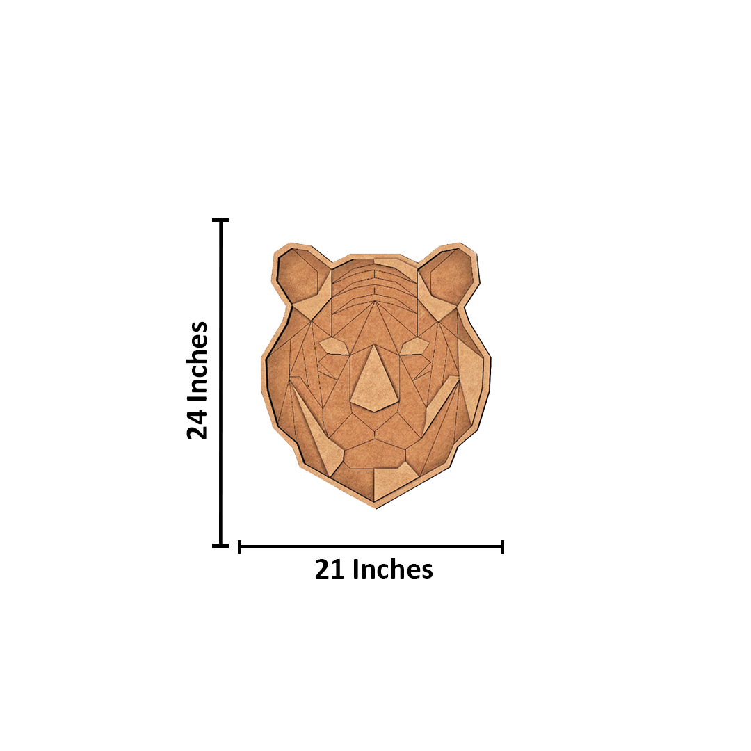 Unpainted DIY MDF tiger face geometric puzzle with detachable pieces for painting and craft activity with size