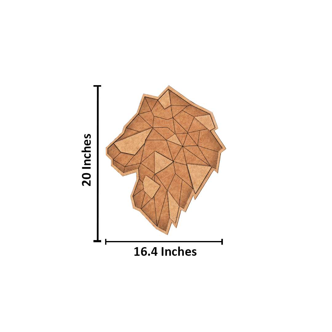 Unpainted DIY MDF geometric lion head puzzle with detachable pieces for painting and craft activity with size