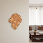 Unpainted DIY MDF geometric lion head puzzle wall-mounted with detachable pieces for painting and craft activity 