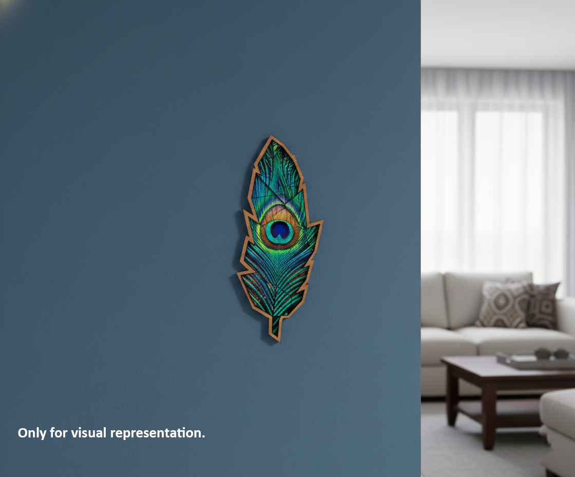 Painted DIY MDF geometric feather puzzle wall-mounted with detachable pieces for painting and craft activity 