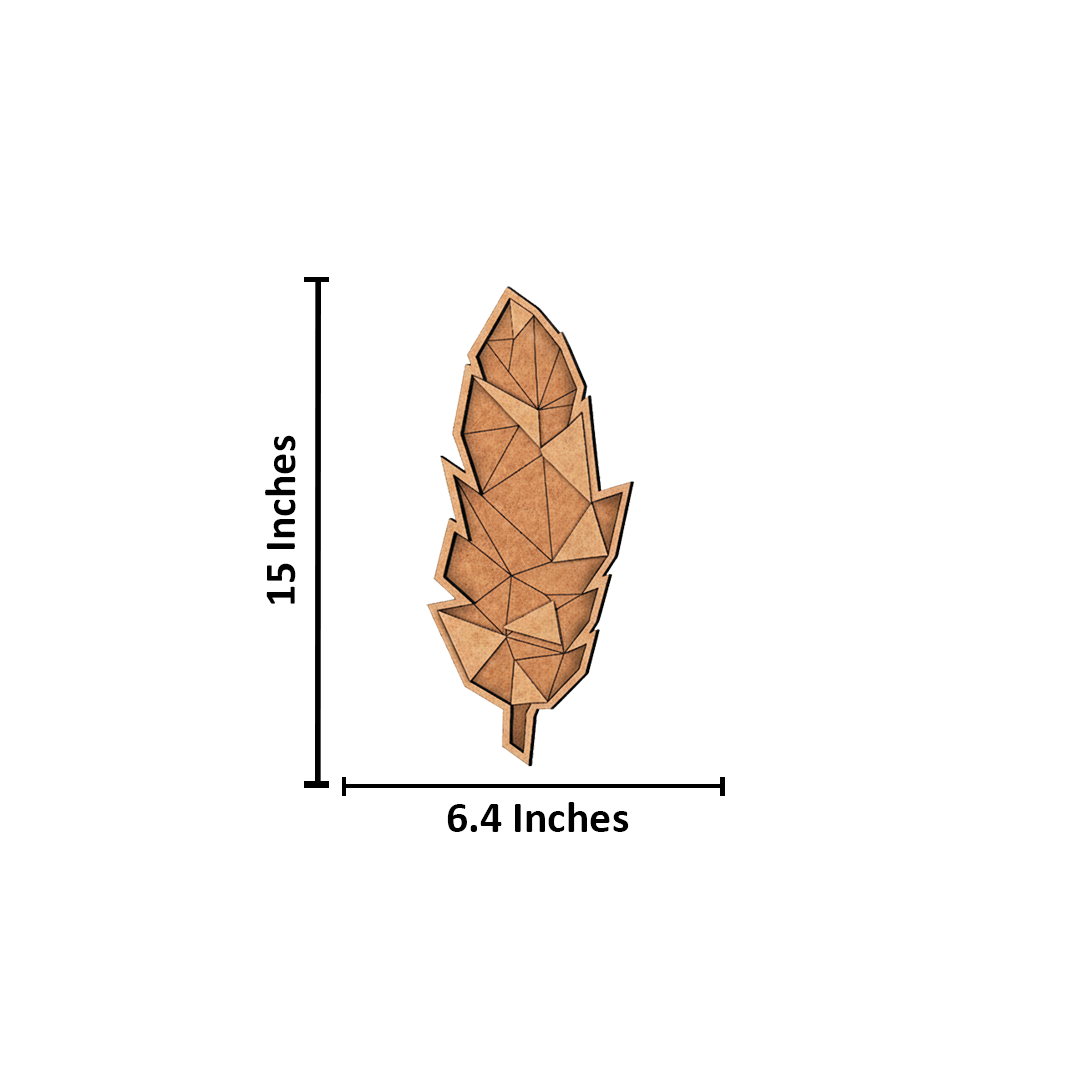 Unpainted DIY MDF geometric feather puzzle with detachable pieces for painting and craft activity with size