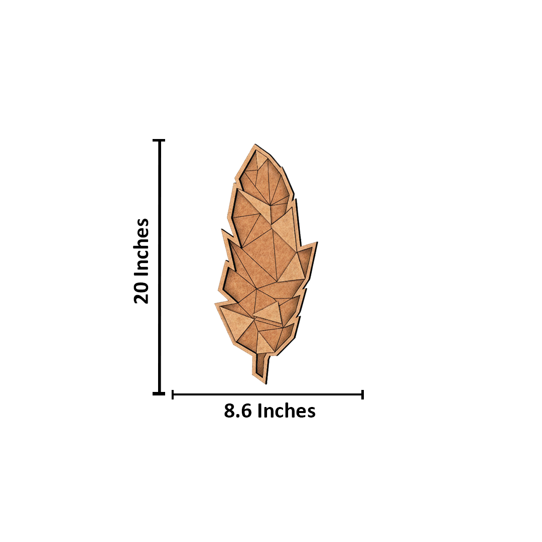 Unpainted DIY MDF geometric feather puzzle with detachable pieces for painting and craft activity with size