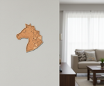 Unpainted DIY MDF geometric horse head puzzle with detachable pieces for painting and craft activity wall-mounted