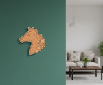 Unpainted DIY MDF geometric horse head puzzle with detachable pieces for painting and craft activity wall-mounted