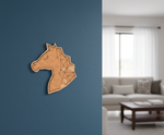 Unpainted DIY MDF geometric horse head puzzle with detachable pieces for painting and craft activity wall-mounted