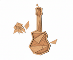 Unpainted DIY MDF geometric guitar puzzle with detachable pieces for painting and craft activity