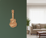 Unpainted DIY MDF geometric guitar puzzle with detachable pieces for painting and craft activity wall-mounted