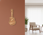 Unpainted DIY MDF geometric guitar puzzle with detachable pieces for painting and craft activity wall-mounted