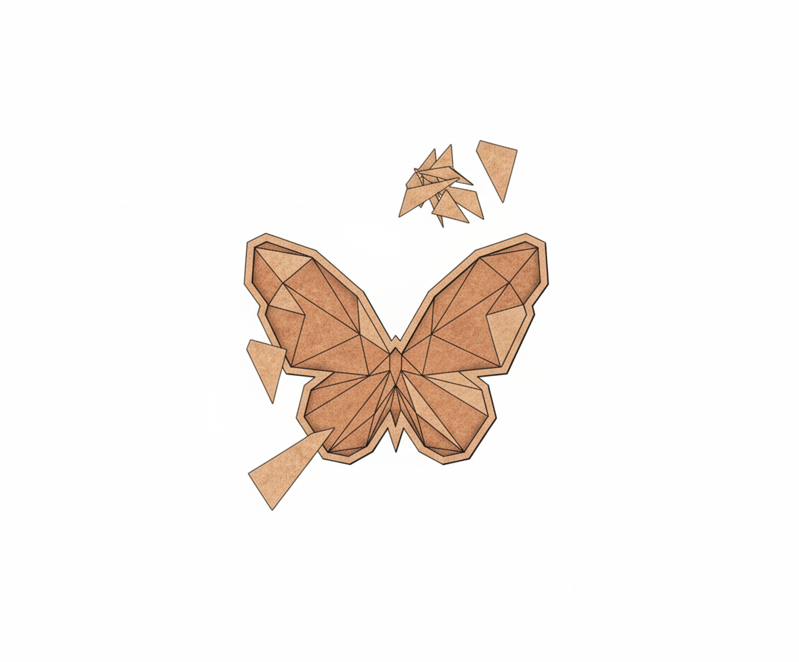 Unpainted DIY MDF geometric butterfly puzzle with detachable pieces for painting and craft activity