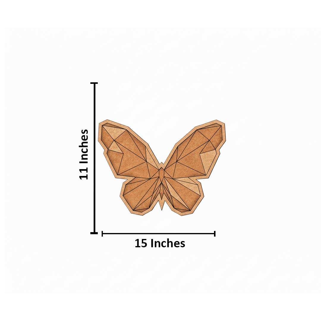 Unpainted DIY MDF geometric butterfly puzzle with detachable pieces for painting and craft activity with size