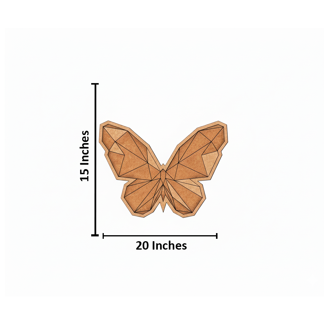 Unpainted DIY MDF geometric butterfly puzzle with detachable pieces for painting and craft activity with size