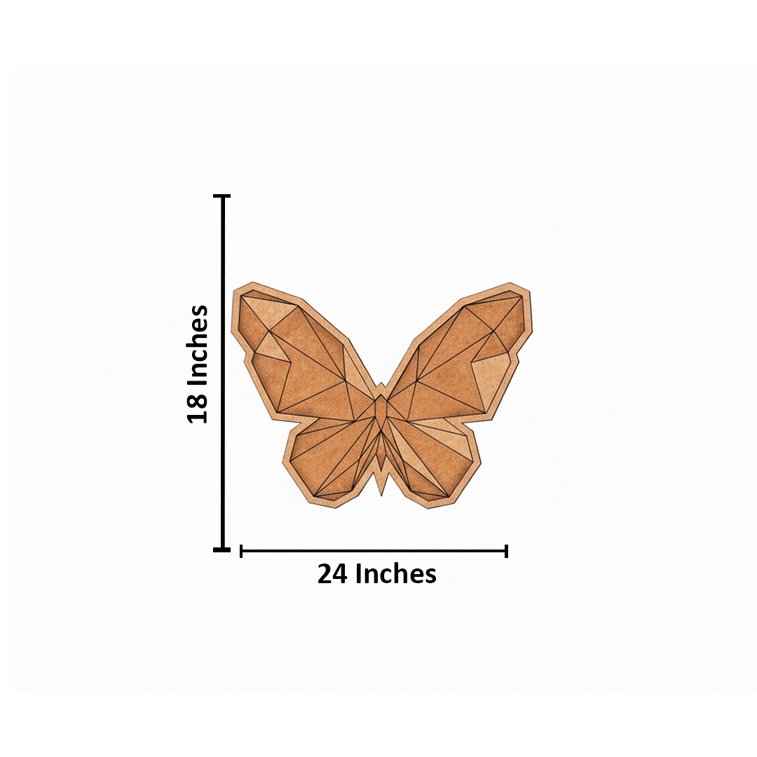 Unpainted DIY MDF geometric butterfly puzzle with detachable pieces for painting and craft activity with size