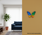 Painted DIY MDF geometric butterfly puzzle wall-mounted with detachable pieces for painting and craft activity 