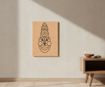 MDF DIY wall art with abstract design on a neutral wall in a room with wooden floor.