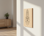 MDF DIY  wall art with abstract design in a minimalistic room.