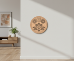 Decorative MDF DIY  wall art with floral design on a white wall in a room.