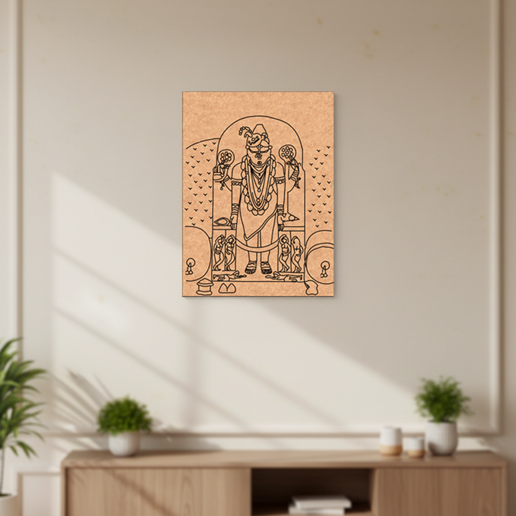 MDF DIY  wall art of a religious figure in a home setting