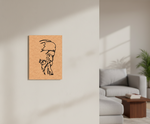 MDF DIY wall art with a design of a gnome on a wall in a living room.